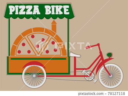 pizza bike logo with oven in the colors of the italian flag 78127118