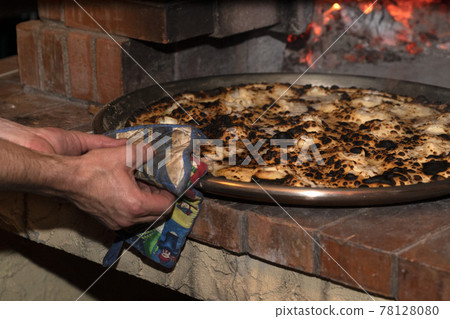 Recco Focaccia cheese italian flat bread wood oven baked traditional plate 78128080