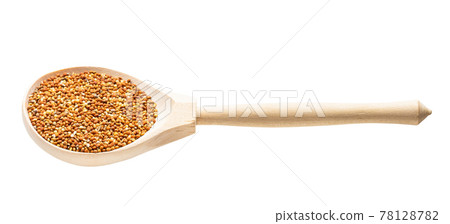 chumiza siberian millet seeds in spoon isolated 78128782