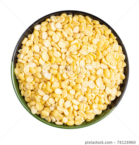 moong dal (split green mung) bean in bowl isolated 78128960