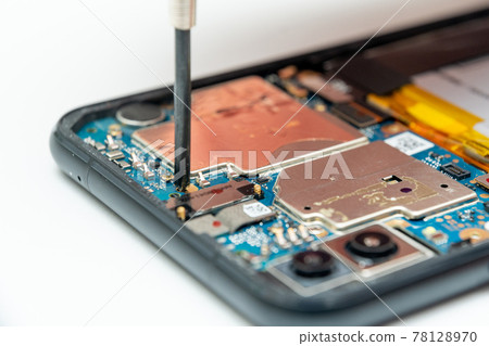 Smartphone repair scene white background 78128970