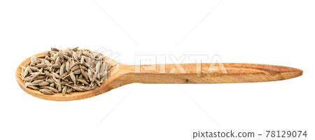 wooden spoon with cumin seeds isolated wooden spoon with cumin seeds isolated 78129074