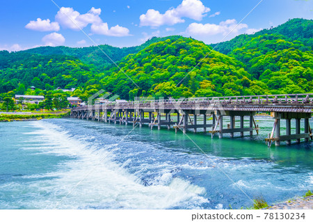 Togetsu Bridge and Katsuragawa of the fresh green Togetsu Bridge and Katsuragawa of the fresh green 78130234