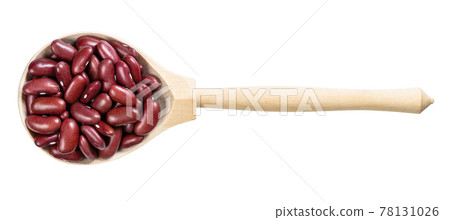 top view of wood spoon with red kidney beans top view of wood spoon with red kidney beans 78131026