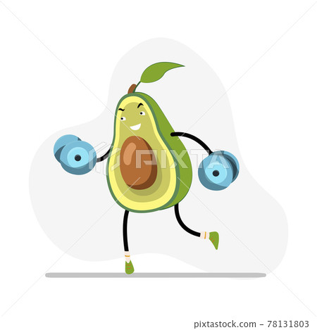 Healthy weightlifting avocado, vector exercise in gym Healthy weightlifting avocado, vector exercise in gym 78131803
