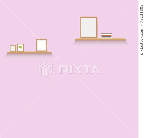 Template interior wall with shelf and pictures 78131808