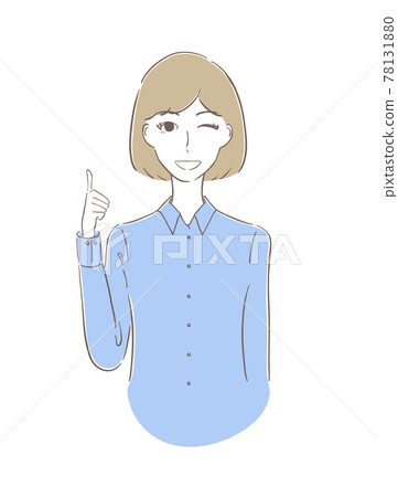 穿藍色襯衫的女人好 78131880