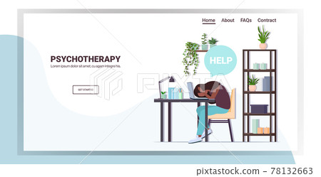 upset girl with help chat bubble holding head depression problems stress psychotherapy concept 78132663