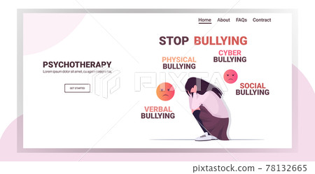upset girl holding head violence social anxiety physical bullying psychotherapy concept horizontal 78132665