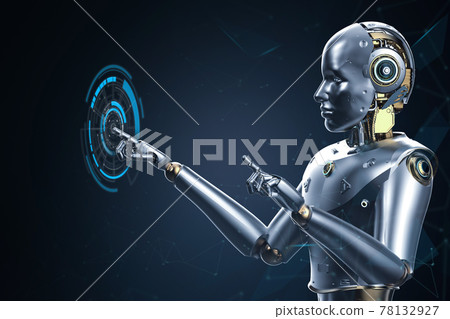 artificial intelligence robot or cyborg with graphic display artificial intelligence robot or cyborg with graphic display 78132927