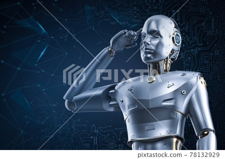 artificial intelligence robot or cyborg analyze 78132929