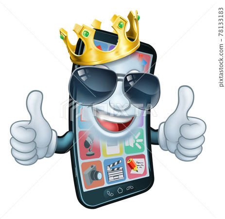 Mobile Phone Cool King Thumbs Up Cartoon Mascot 78133183