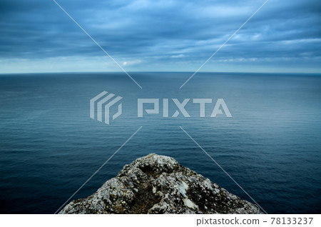 Edge of Cliff on Japanese Coastline Overlooking Bay 78133237