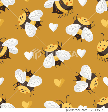 Cartoon bee cute vector seamless pattern. Cartoon bee cute vector seamless pattern. 78135140