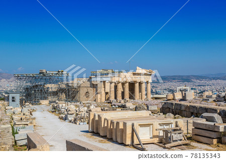 Erechtheum temple ruins on the Acropolis in Athens Erechtheum temple ruins on the Acropolis in Athens 78135343
