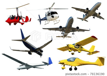 Collection of flying vehicles on white background Collection of flying vehicles on white background 78136190