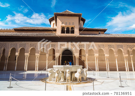 Court of Lions in Alhambra palace in Granada 78136951