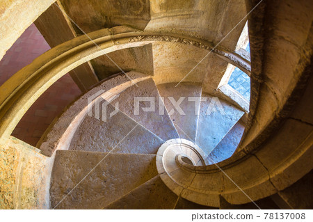 Spiral staircase in Templar castle in Tomar Spiral staircase in Templar castle in Tomar 78137008