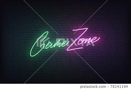 Game Zone neon sign. Glowing Gaming lettering... - Stock Illustration ...