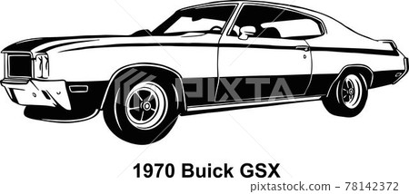 Muscle car - Old USA Classic Car, 1970s, Muscle car Stencil - Vector Clip Art for tshirt and emblem Muscle car - Old USA Classic Car, 1970s, Muscle car Stencil - Vector Clip Art for tshirt and emblem 78142372