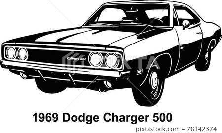 Muscle car - Old USA Classic Car, 1970s, Muscle car Stencil - Vector Clip Art for tshirt and emblem Muscle car - Old USA Classic Car, 1970s, Muscle car Stencil - Vector Clip Art for tshirt and emblem 78142374
