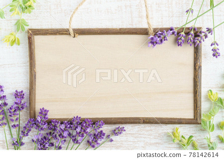 Lavender and green wooden plate frame 78142614