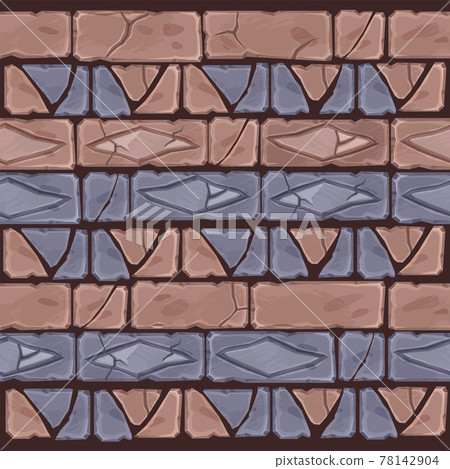 Stone mosaic vector seamless pattern, cartoon abstract brick wall texture, geometric pavement design Stone mosaic vector seamless pattern, cartoon abstract brick wall texture, geometric pavement design 78142904
