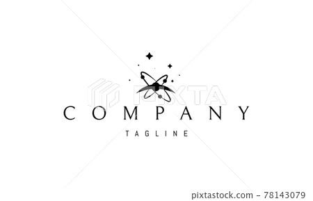Vector logo on which the abstract image of the atom on the background of the cosmos. 78143079