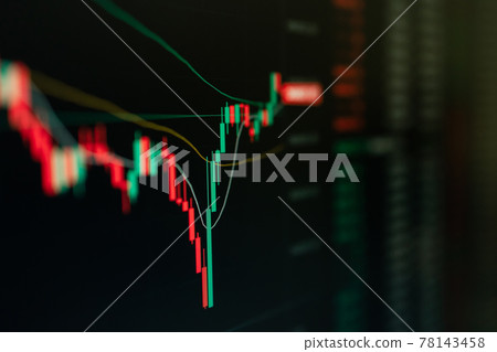 Close up of Bitcoin and Cryptocurrency stock market exchange candlestick chart 78143458