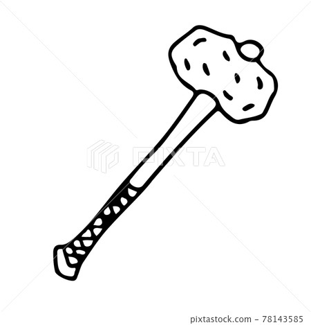 One-handed barbarian cudgel in doodle style isolated. 78143585