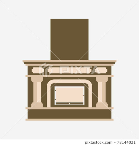 Fireplace with pilasters. Cast iron stove, furnace 78144021