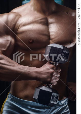 Close up body of athletic man in the gym Close up body of athletic man in the gym 78144188