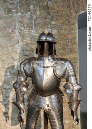 Gallery of knight's armor. Knight's iron armor in the museum. toned Gallery of knight's armor. Knight's iron armor in the museum. toned 78144379