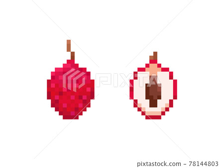 Pixel art lychee vector illustration. 8 bit retro gaming pixel fruit lychee (litchi) icon. 78144803