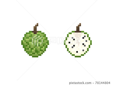 Pixel art annona custard apple vector illustration. 8 bit retro gaming pixel fruit annona custard (pond) apple icon. 78144804