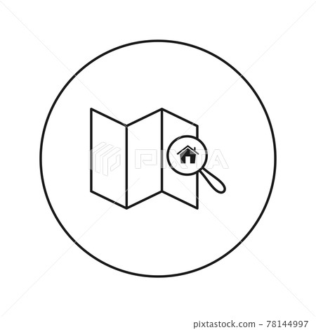 House on the map under a magnifying glass. 78144997