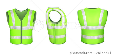 Green safety vest with reflective stripes Green safety vest with reflective stripes 78145671