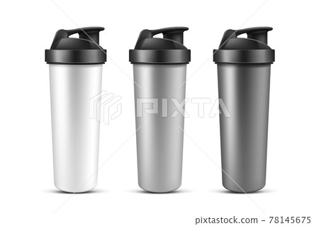 Whey protein plastic container mockup,sport bottle Stock Vector