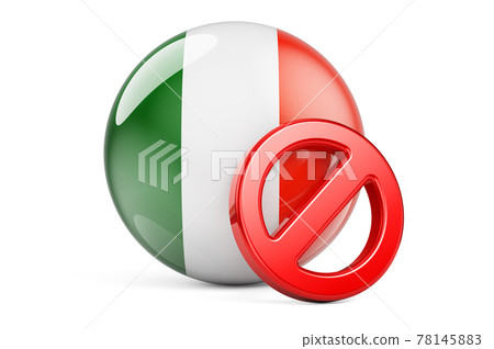 Forbidden symbol with Irish flag. Prohibition in Ireland concept, 3D rendering Forbidden symbol with Irish flag. Prohibition in Ireland concept, 3D rendering 78145883