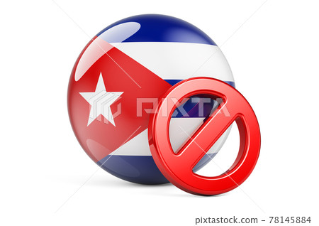 Forbidden symbol with Cuban flag. Prohibition in Cuba concept, 3D rendering Forbidden symbol with Cuban flag. Prohibition in Cuba concept, 3D rendering 78145884