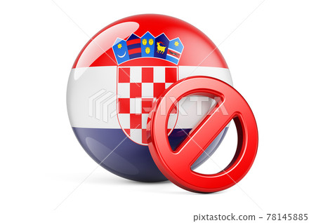 Forbidden symbol with Croatian flag. Prohibition in Croatia concept, 3D rendering Forbidden symbol with Croatian flag. Prohibition in Croatia concept, 3D rendering 78145885