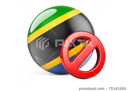 Forbidden symbol with Tanzanian flag. Prohibition in Tanzania concept, 3D rendering Forbidden symbol with Tanzanian flag. Prohibition in Tanzania concept, 3D rendering 78145889