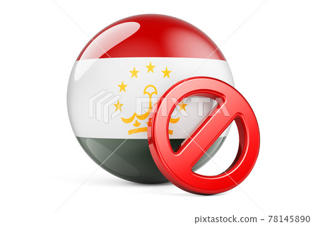 Forbidden symbol with Tajik flag. Prohibition in Tajikistan concept, 3D rendering Forbidden symbol with Tajik flag. Prohibition in Tajikistan concept, 3D rendering 78145890