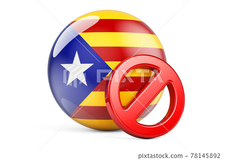 Forbidden symbol with Catalan flag. Prohibition in Catalonia concept, 3D rendering Forbidden symbol with Catalan flag. Prohibition in Catalonia concept, 3D rendering 78145892