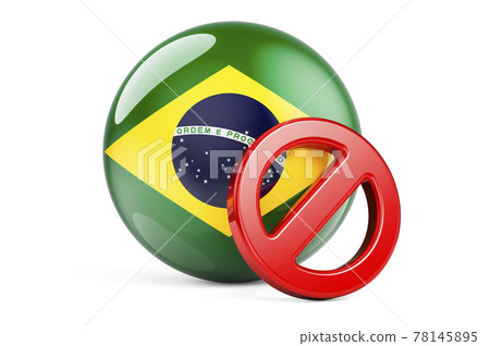 Forbidden symbol with Brazilian flag. Prohibition in Brazil concept, 3D rendering Forbidden symbol with Brazilian flag. Prohibition in Brazil concept, 3D rendering 78145895