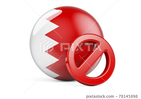 Forbidden symbol with Bahraini flag. Prohibition in Bahrain concept, 3D rendering Forbidden symbol with Bahraini flag. Prohibition in Bahrain concept, 3D rendering 78145898