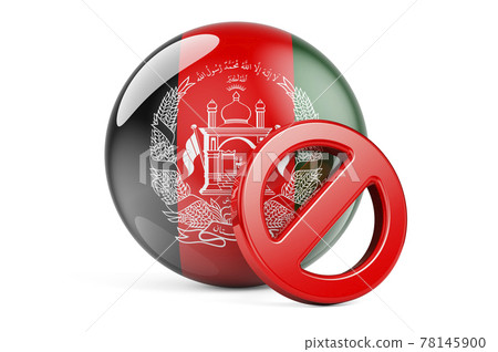 Forbidden symbol with Afghan flag. Prohibition in Afghanistan concept, 3D rendering 78145900