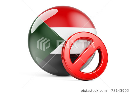 Forbidden symbol with Sudanese flag. Prohibition in Sudan concept, 3D rendering Forbidden symbol with Sudanese flag. Prohibition in Sudan concept, 3D rendering 78145903