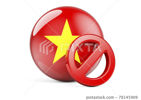 Forbidden symbol with Vietnamese flag. Prohibition in Vietnam concept, 3D rendering Forbidden symbol with Vietnamese flag. Prohibition in Vietnam concept, 3D rendering 78145909