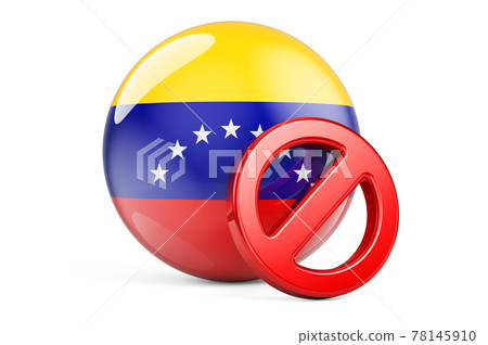 Forbidden symbol with Venezuelan flag. Prohibition in Venezuela concept, 3D rendering Forbidden symbol with Venezuelan flag. Prohibition in Venezuela concept, 3D rendering 78145910